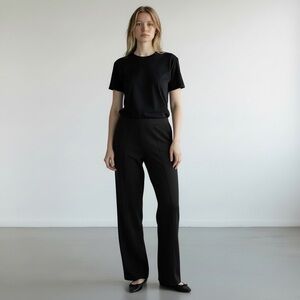 Joan Vass Black Stretch Wide Leg Pants